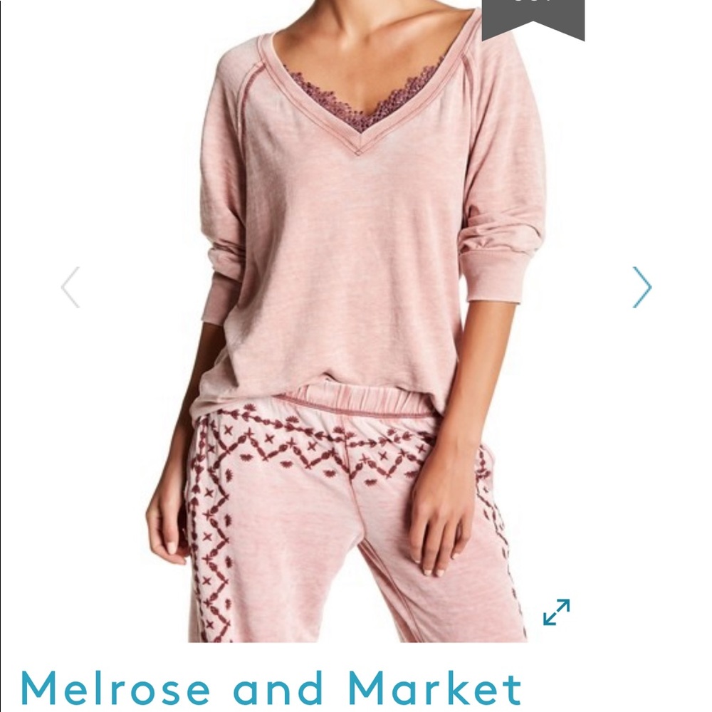 Melrose & Market Lace Trim Fleece Pullover